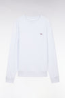 Straight-fit white cotton fleece sweatshirt