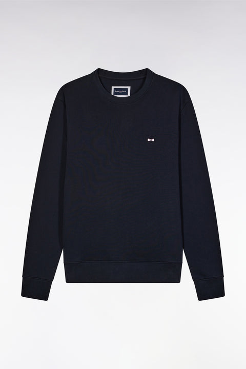 Sweatshirt en molleton coton marine coupe droite et col rond - Image 2