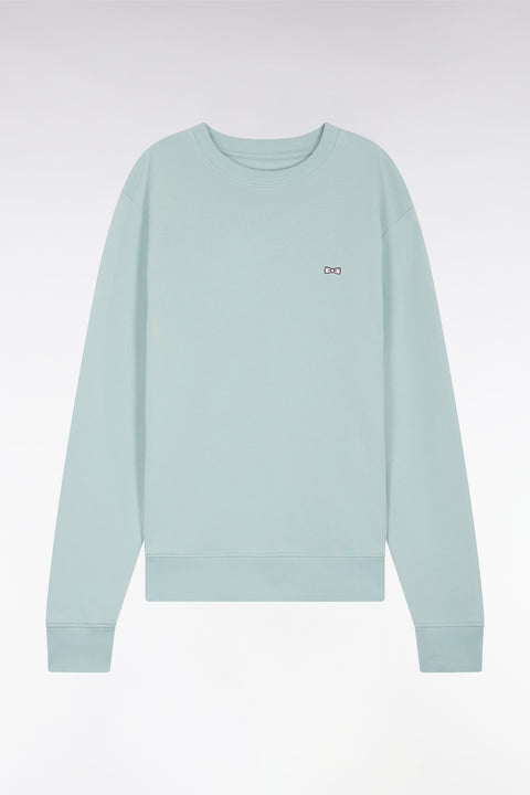 Sweatshirt en molleton coton vert d'eau coupe droite et col rond - Image 2