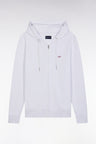 Straight-fit white cotton fleece zip-up sweatshirt