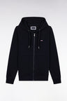 Straight-fit navy cotton fleece zip-up sweatshirt