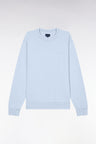Relaxed-fit overdyed crewneck sweatshirt in sky blue cotton fleece