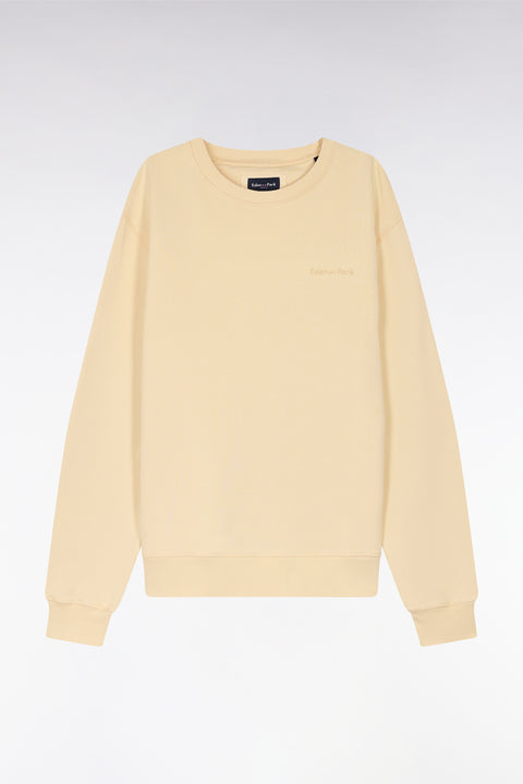 Sweatshirt surteint à col rond en molleton coton ocre coupe décontractée - Image 2