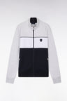 Sweatshirt zippé en coton interlock gris coupe droite