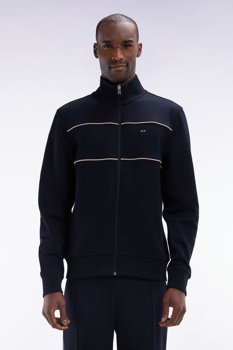 Sweatshirt zippé à col montant en coton mélangé noir - Image 1