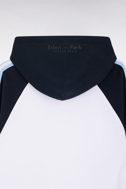 Sweatshirt à capuche en coton blanc et bleu coupe décontractée - Image 2