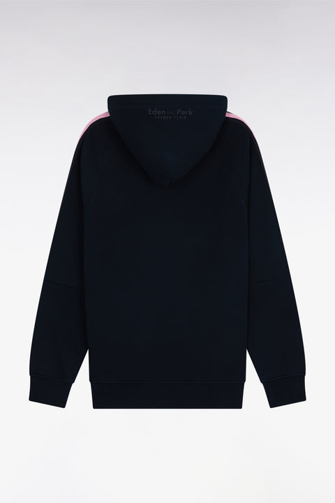 Sweatshirt à capuche en coton marine et rose coupe décontractée - Image 2