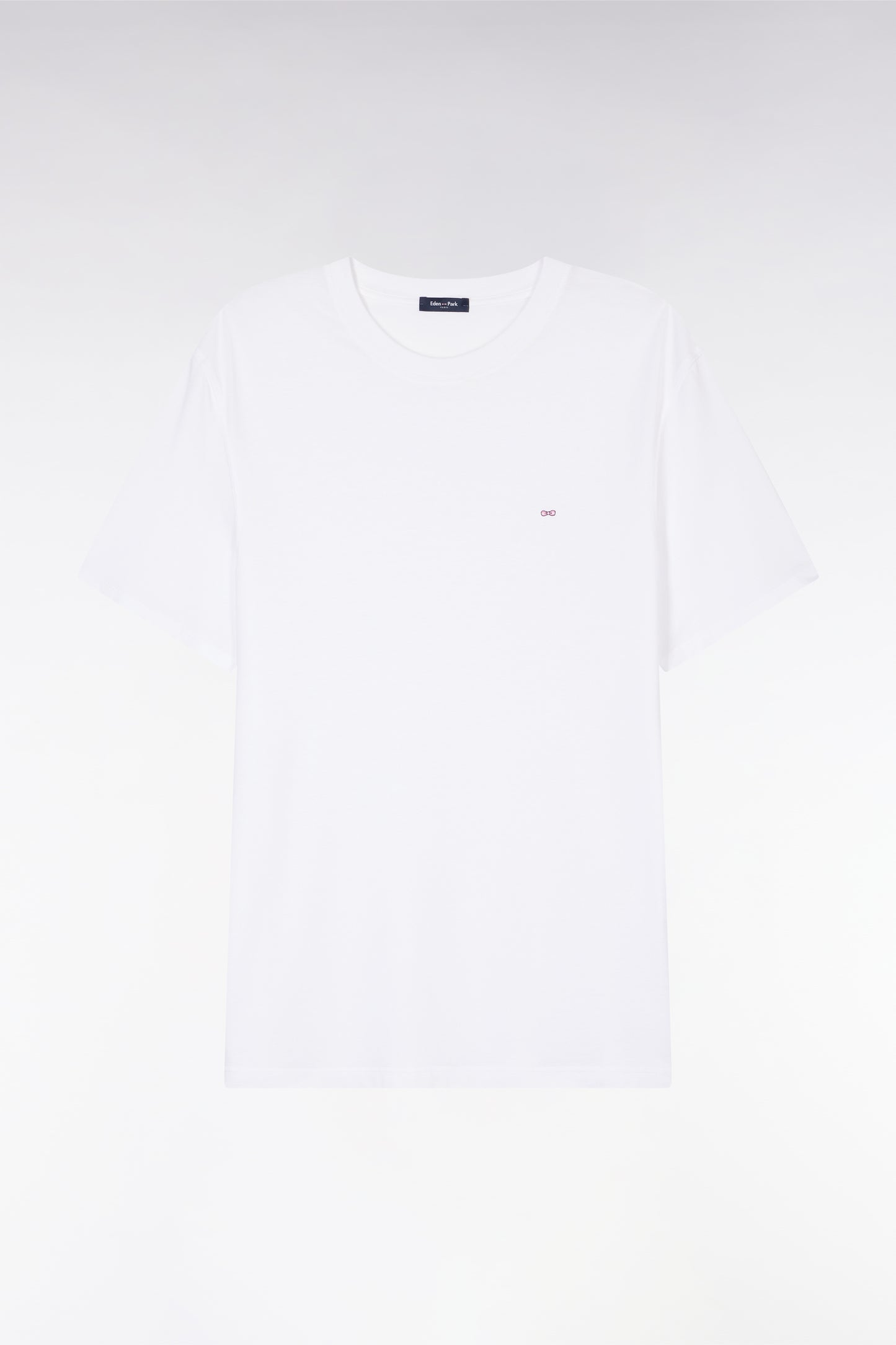 T-shirt blanc uni en lyocell et coton coupe droite