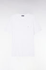 T-shirt blanc uni en lyocell et coton coupe droite