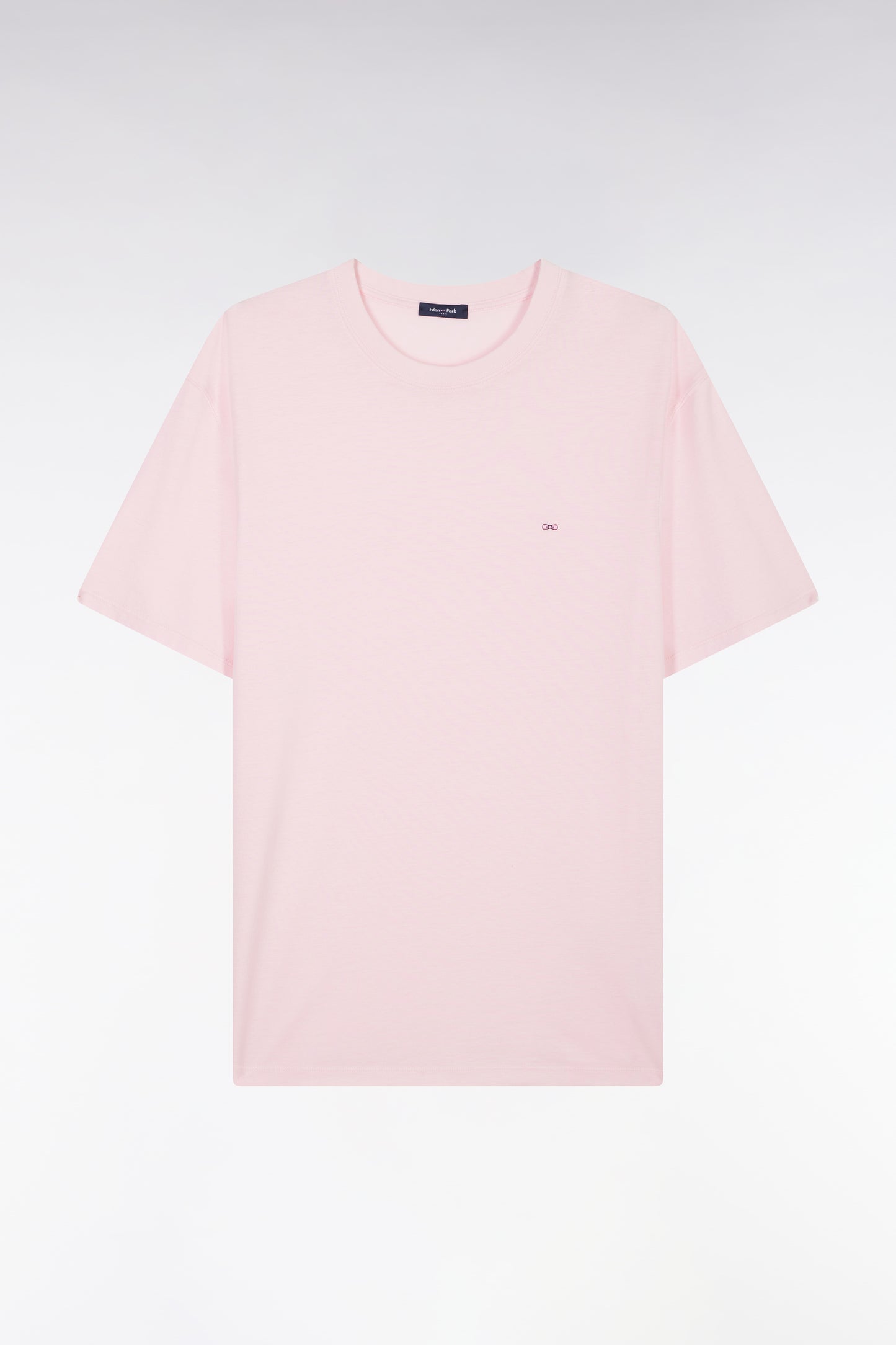 T-shirt rose uni en lyocell et coton coupe droite