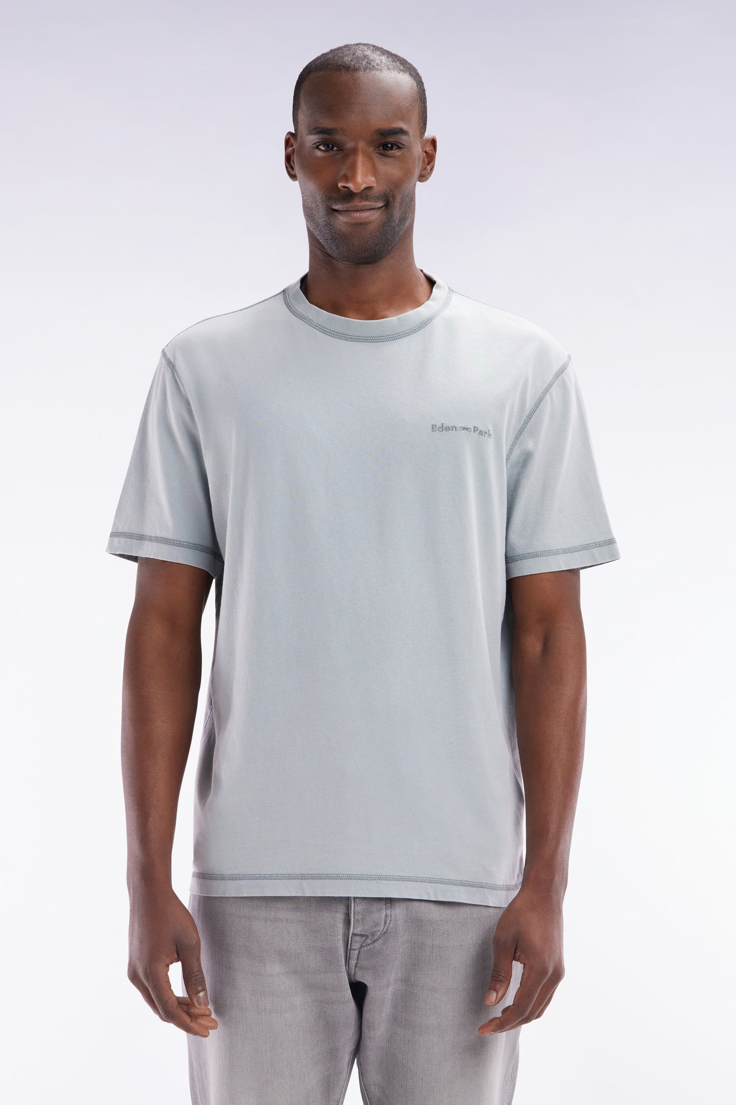 Relaxed-fit grey overdyed cotton T-shirt