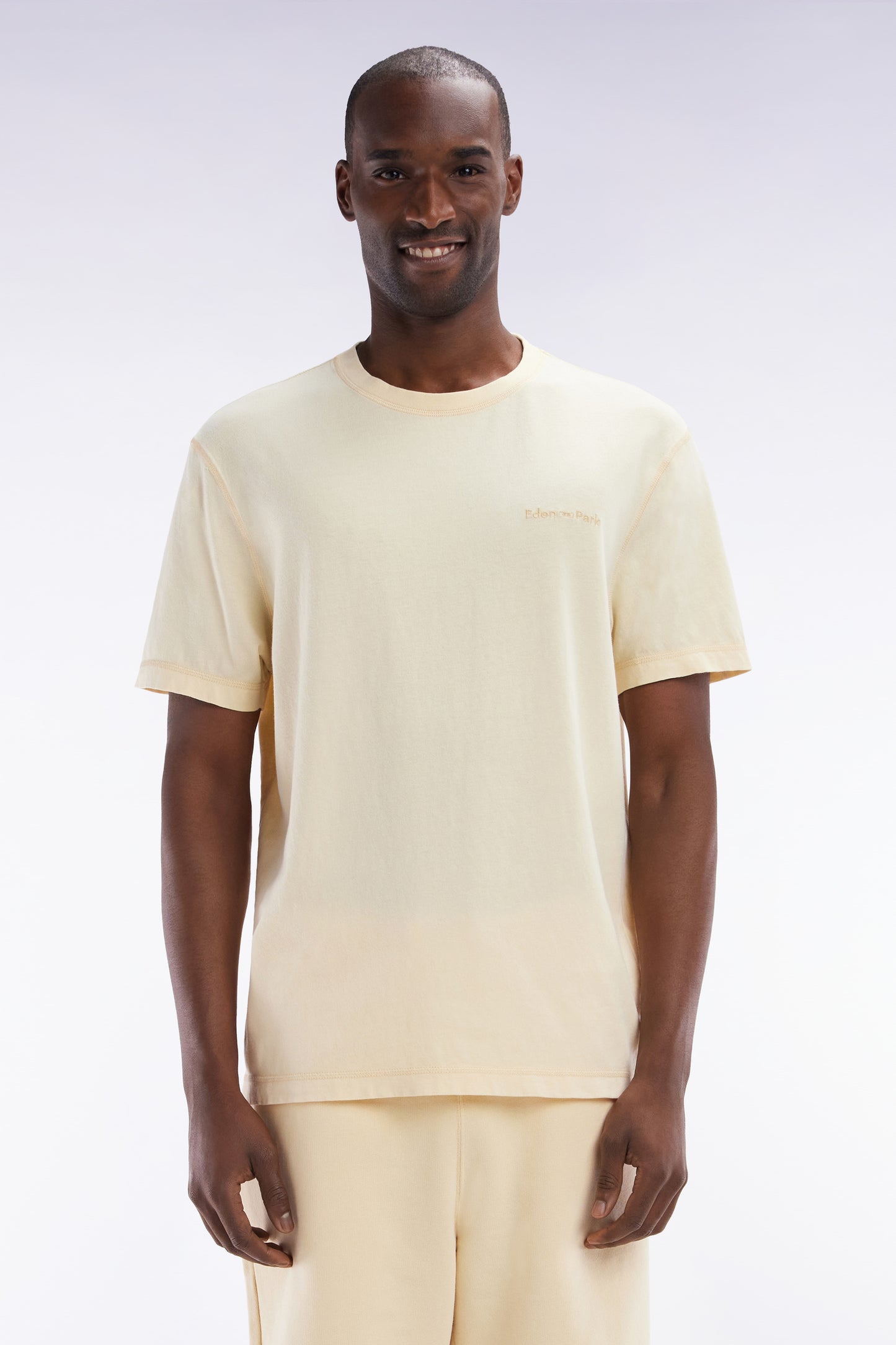 Relaxed-fit ochre overdyed cotton T-shirt