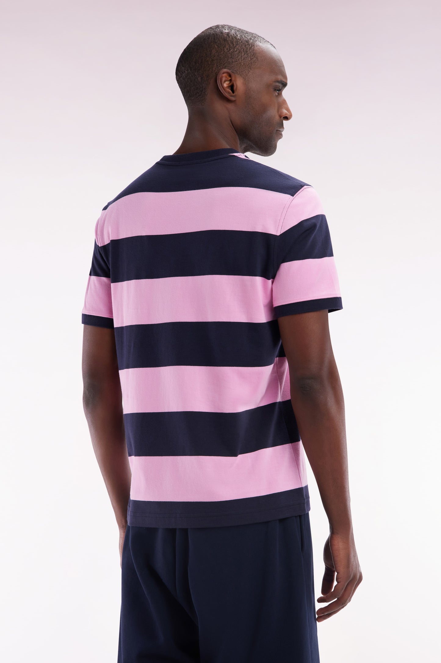 Straight-fit striped navy and pink Pima cotton T-shirt
