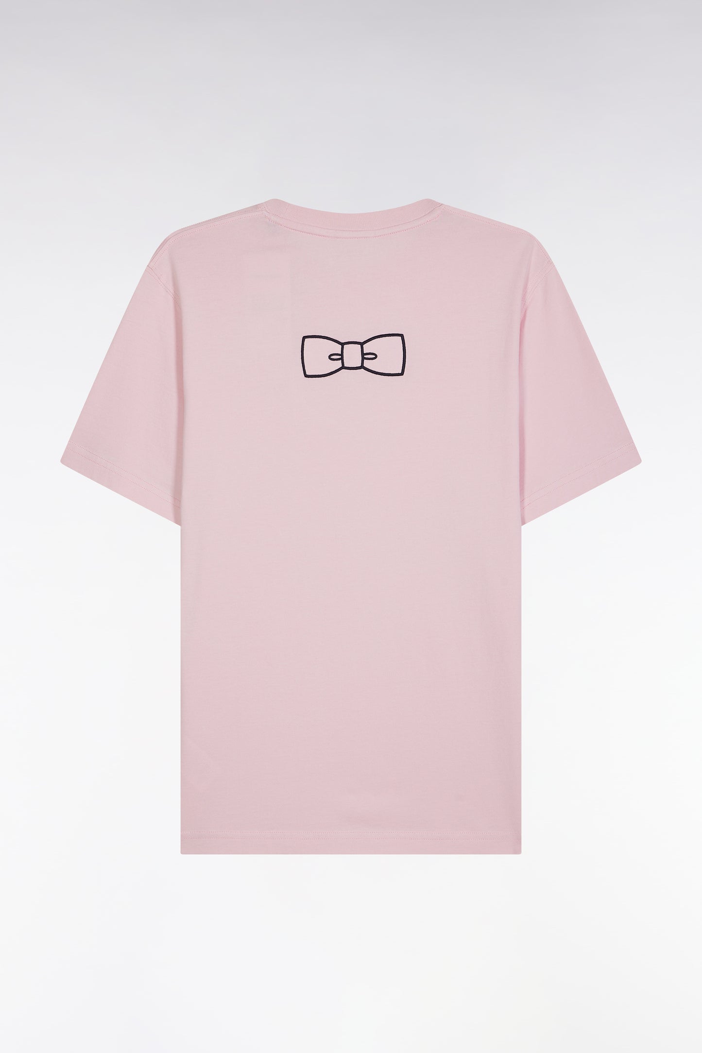 Straight-fit light pink Pima cotton T-shirt with back embroidery