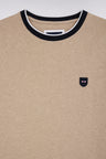 T-shirt en coton stretch beige coupe ajustée