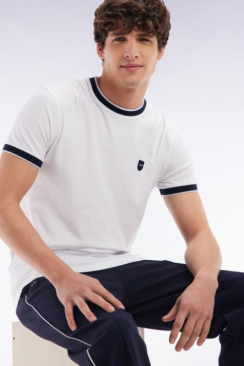T-shirt en coton stretch blanc coupe ajustée - Image 3