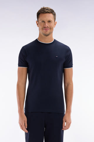 Slim-fit navy stretch cotton T-shirt