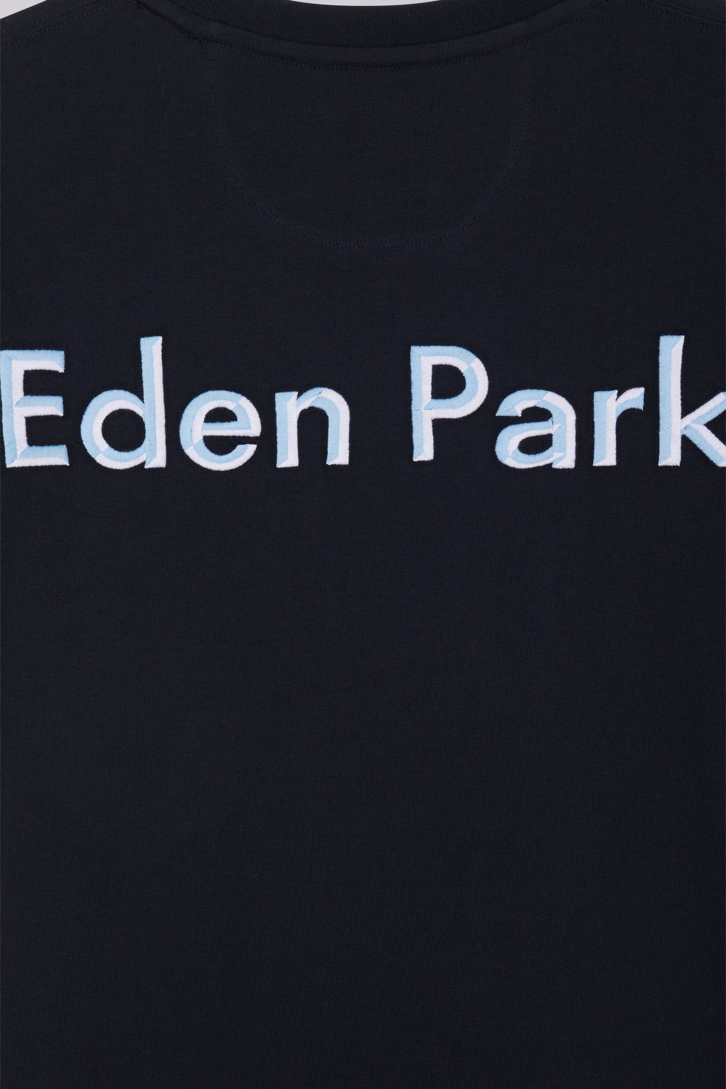 Relaxed-fit navy cotton T-shirt with two-tone embroidery