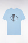 Straight-fit screen-printed sky blue cotton T-shirt