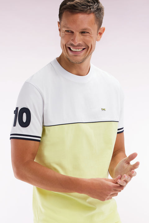 Two-tone T-shirt in yellow cotton, relaxed fit - Image 3