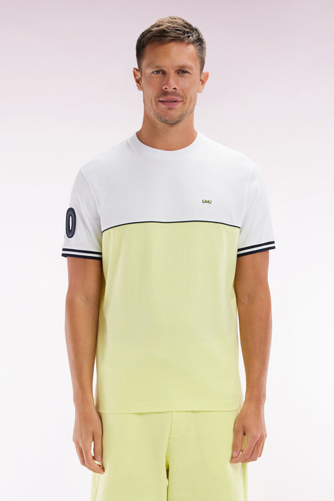 Two-tone T-shirt in yellow cotton, relaxed fit - Image 1