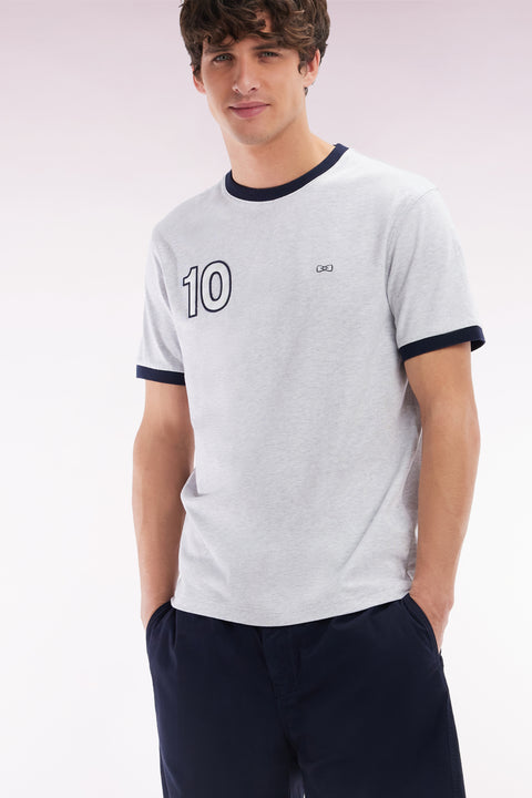 Grey cotton T-shirt, embroidery 10, relaxed fit - Image 3