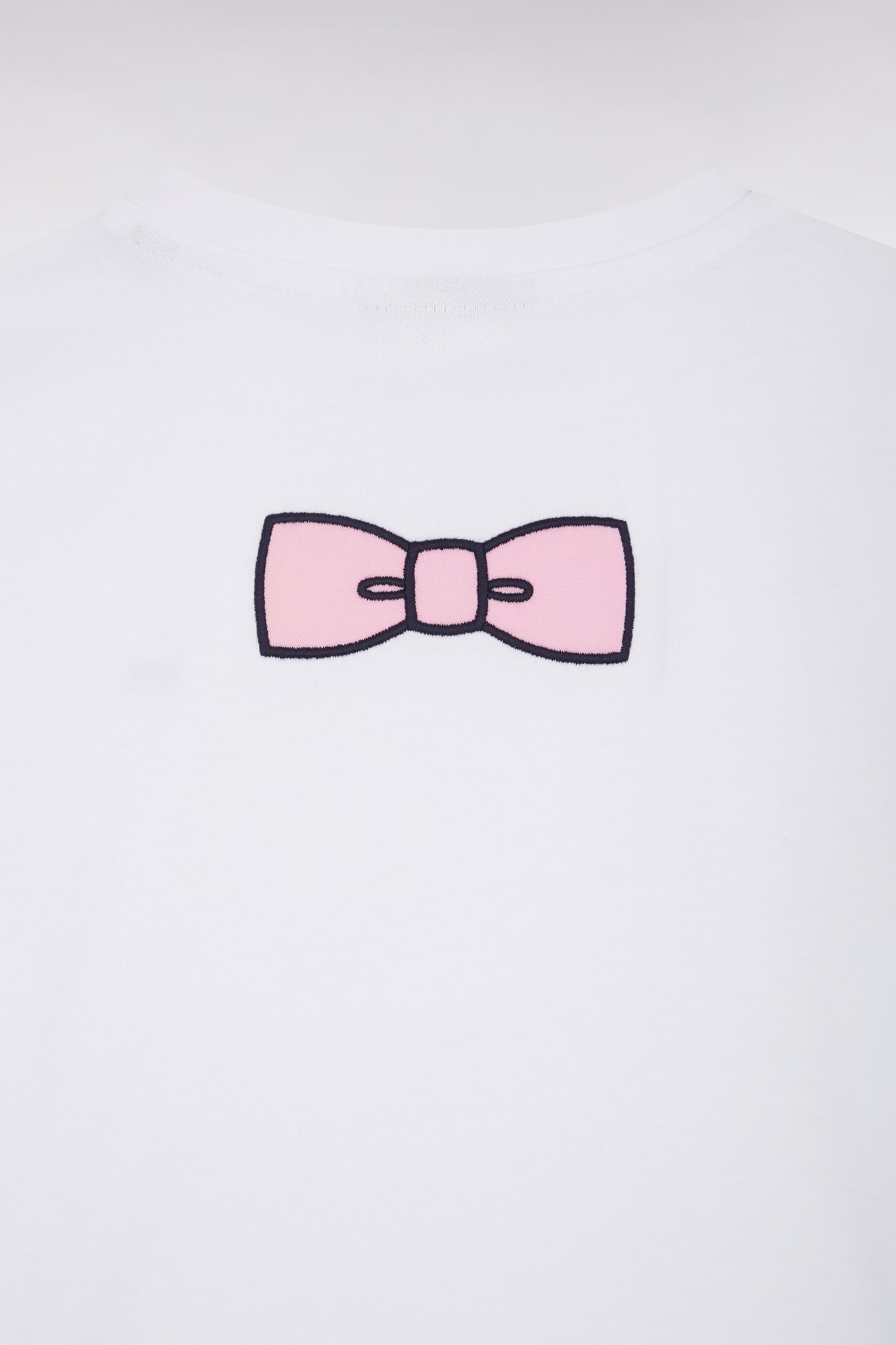 T-shirt en coton blanc nœud papillon dos coupe droite