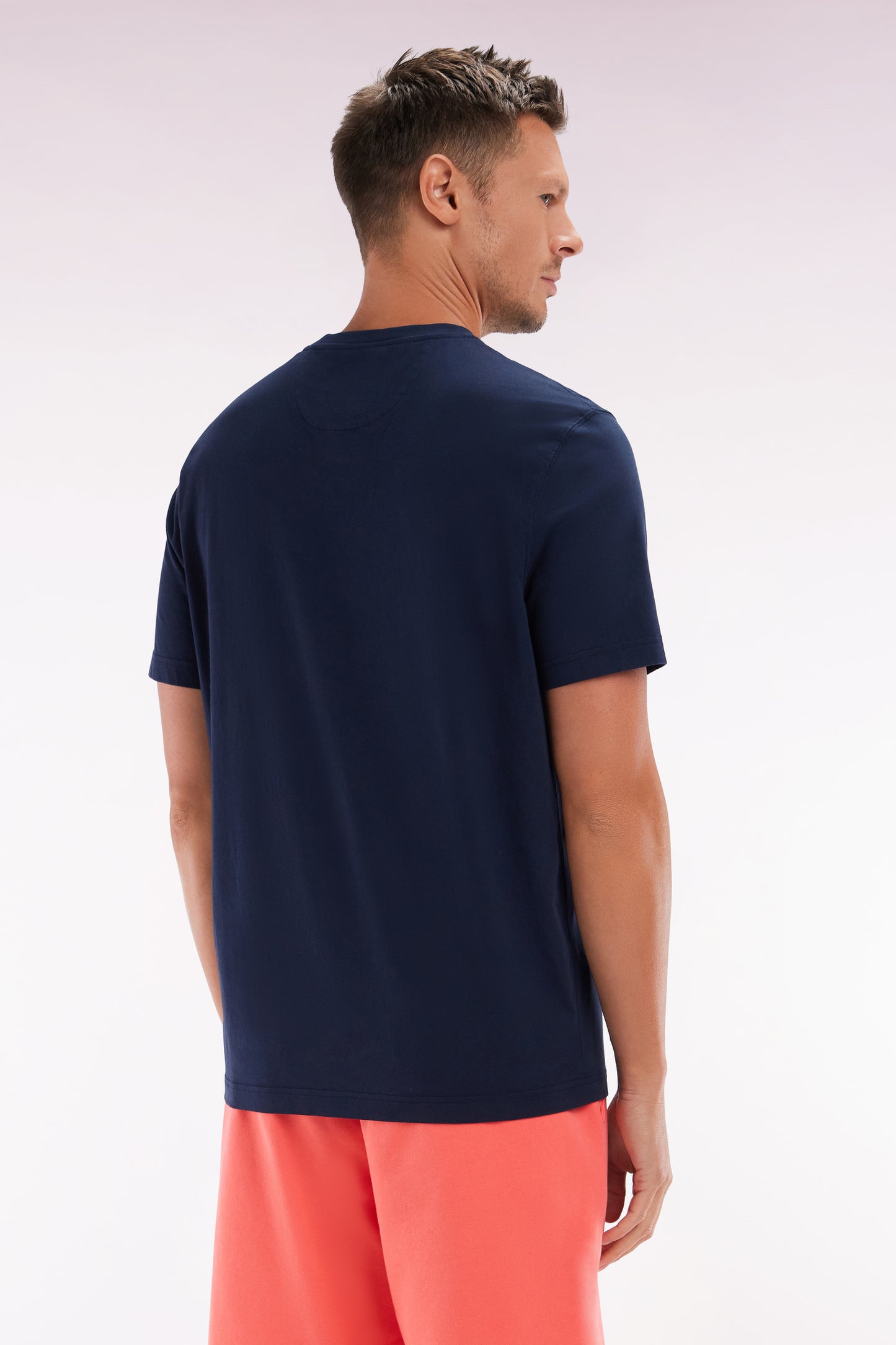 T-shirt in navy cotton with multicolored screen print, relaxed fit