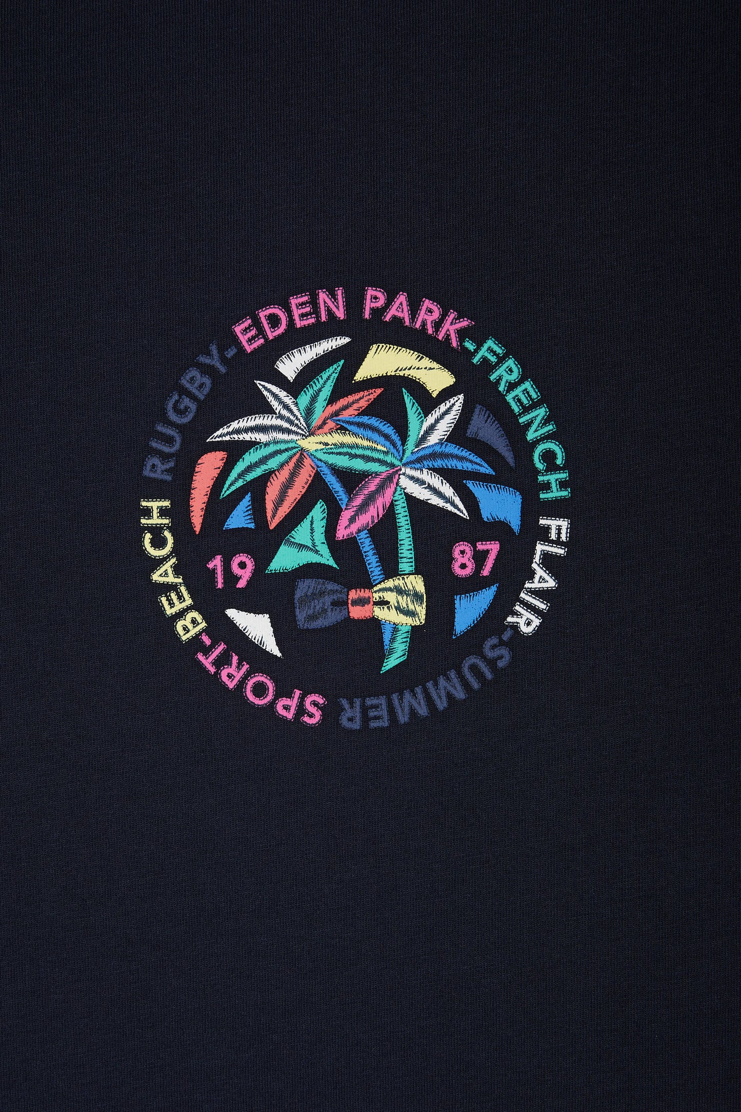 T-shirt in navy cotton with multicolored screen print, relaxed fit