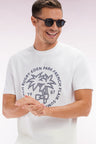 White cotton T-shirt with palm tree silk-screen print, relaxed fit