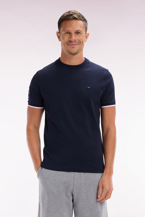 French XV T-shirt in Cotton Marine Embroidery 10 Straight Cup - Image 1