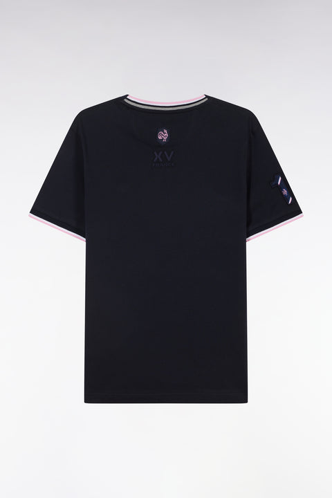 French XV T-shirt in Cotton Marine Embroidery 10 Straight Cup - Image 2