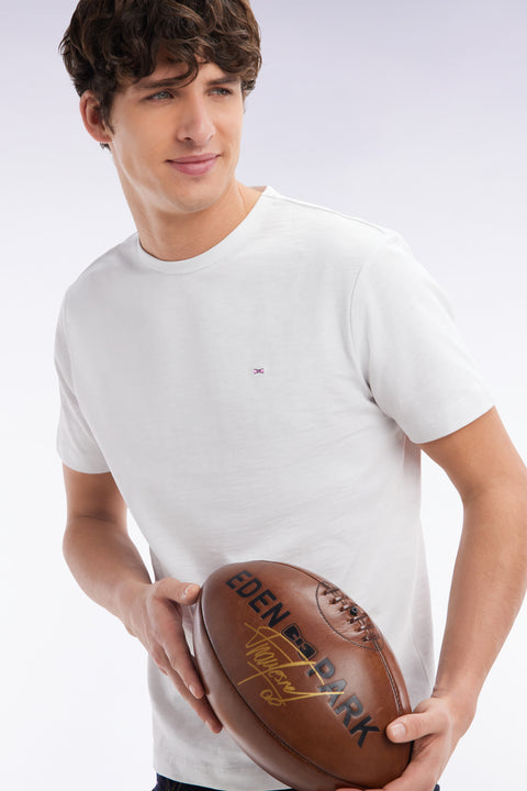 Slub white cotton jersey t-shirt straight cut - Image 2