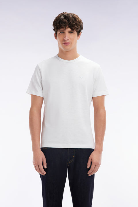 Slub white cotton jersey t-shirt straight cut - Image 1