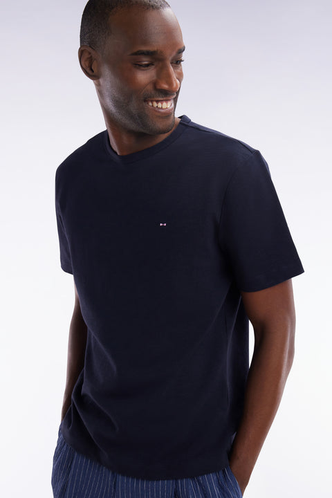 T-shirt en jersey de coton slub marine coupe droite - Image 3