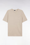 Straight-fit beige T-shirt in cotton and linen blend