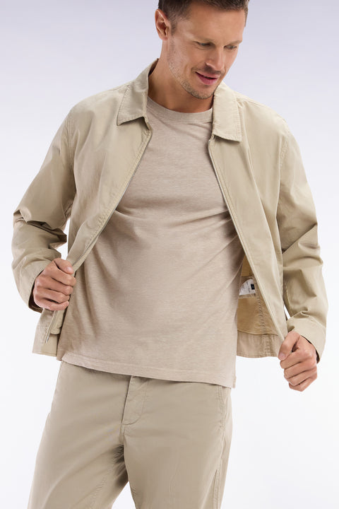 Straight-fit beige T-shirt in cotton and linen blend - Image 3