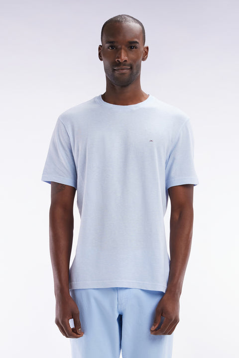 Straight-fit light grey T-shirt in cotton and linen blend - Image 1