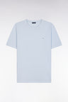 Straight-fit light grey T-shirt in cotton and linen blend