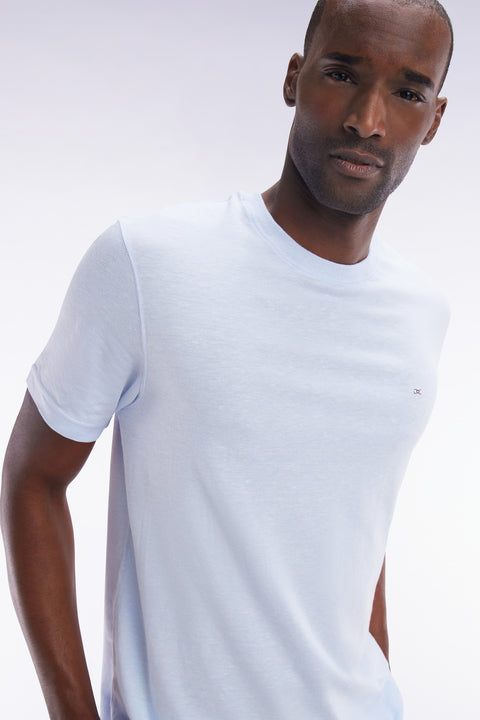 Straight-fit light grey T-shirt in cotton and linen blend - Image 3