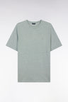 Straight-fit medium grey T-shirt in cotton and linen blend