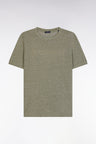 Straight-fit khaki T-shirt in cotton and linen blend