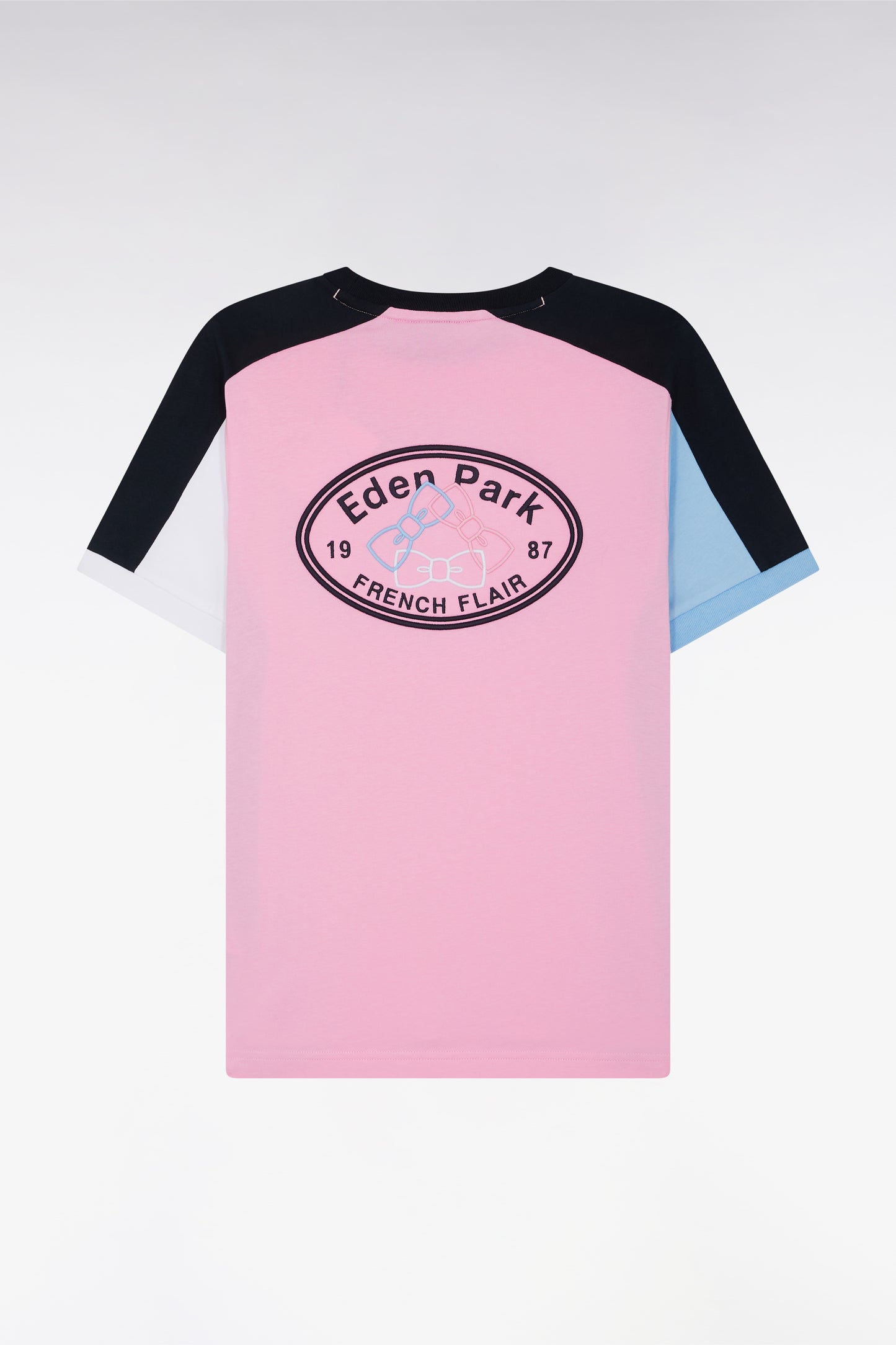 Straight-cut pink cotton short-sleeved T-shirt