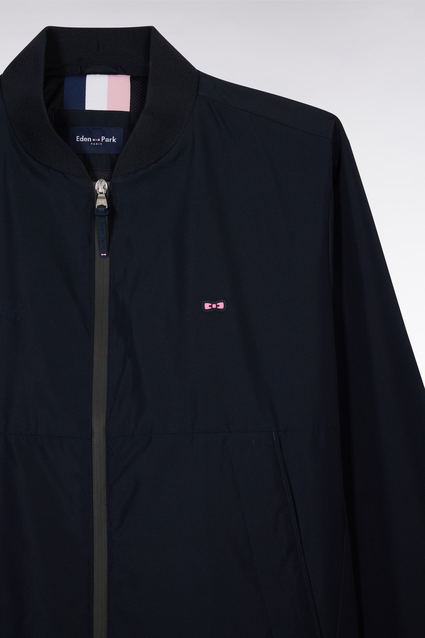 Soft Touch polyamide zipped jacket with navy Teddy collar