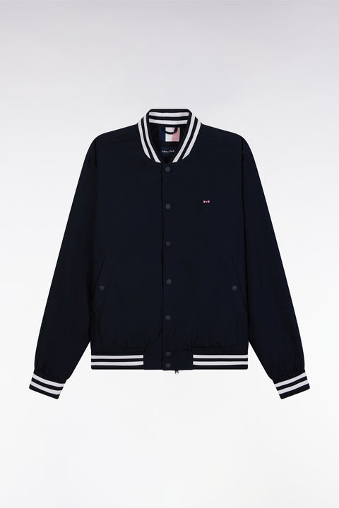 Blouson teddy en polyamide marine bords-côtes rayés - Image 2