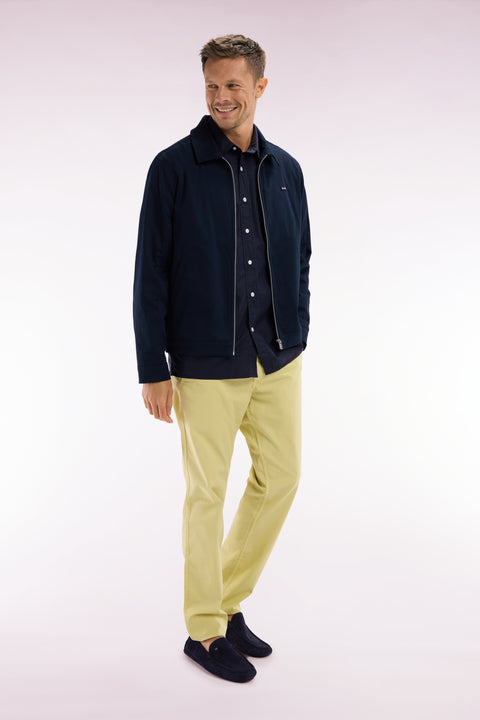 Water-repellent navy zipped jacket in stretch cotton - Image 3