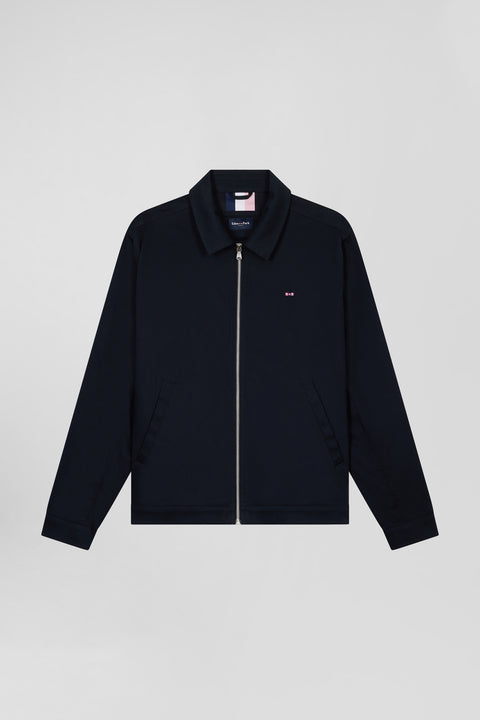 Water-repellent navy zipped jacket in stretch cotton - Image 2