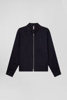 Zipped navy jacket in stretch cotton gabardine