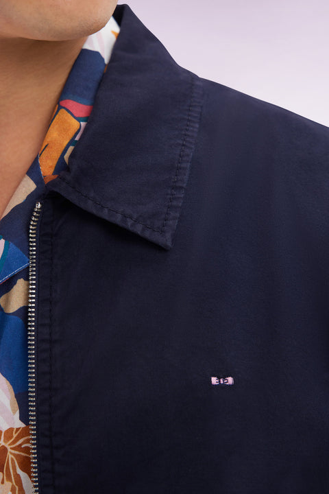 Zipped navy jacket in stretch cotton gabardine - Image 3