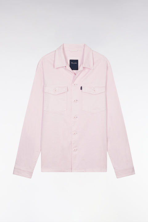 Surchemise à poches plaquées en lin et coton stretch rose - Image 2